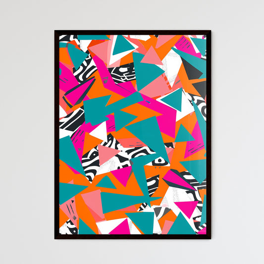 Geometric Abstract Painting with Vibrant Hot - Framed Art Print
