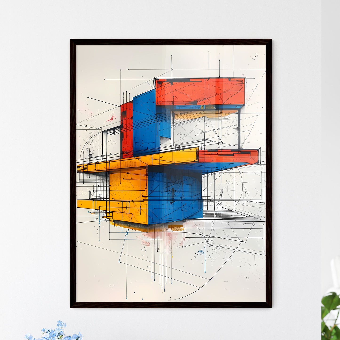 Bold Geometric Suprematist Architecture Sket - Framed Art Print