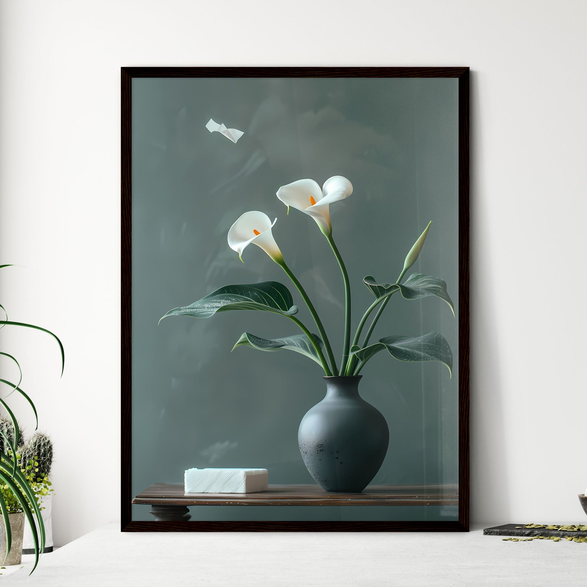 black and white calla lily art Elegant Calla Lily Arrangement in Black Vase