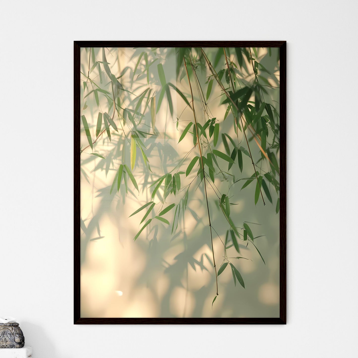 Bamboo Leaf Shadows on Water - Framed Art Print