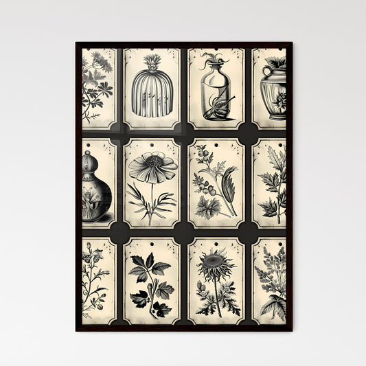 Collection of vintage Halloween plant tag illustrations with black and white tones on cream backgrounds for easy cutout or printing details Default Title