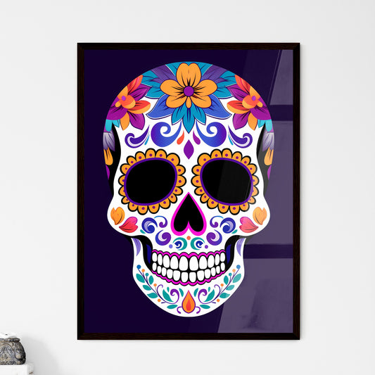 Colorful Watercolor Sugar Skull Art Painting - Framed Art Print