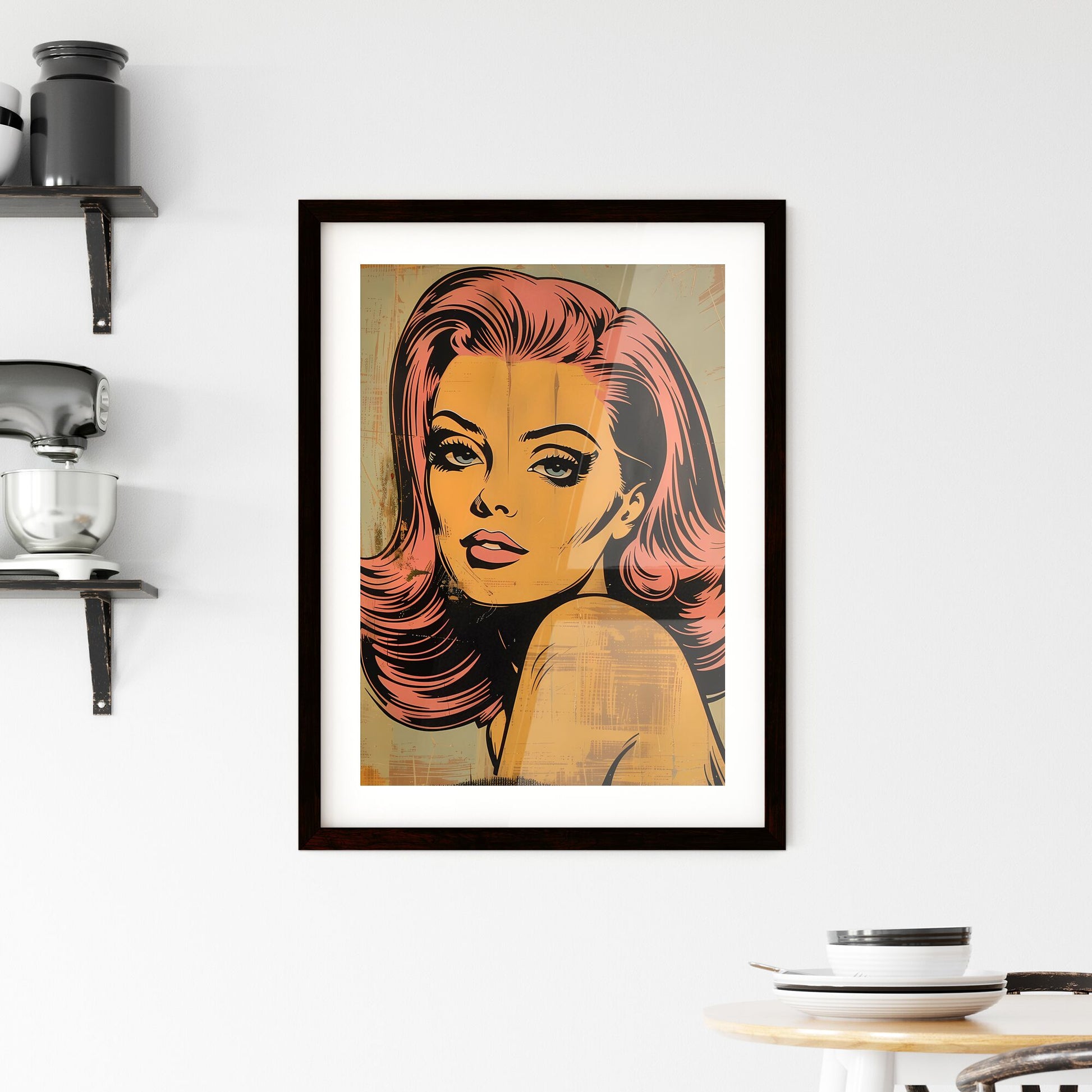 Vibrant Retro Pop Art Painting Poster with Light Pink Haired Woman from 1950s Comics Default Title
