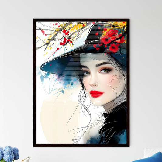 Minimalist manga beauty: Feminine curves, delicate ink lines, vibrant painting, nostalgic illustration, blink-and-you-miss-it detail, high resolution, woman wearing a hat, art Default Title