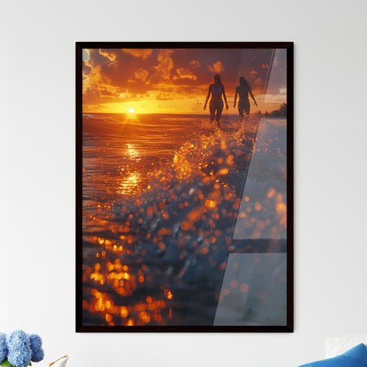 Abstract Watercolor Art Painting of Two Wome - Framed Art Print