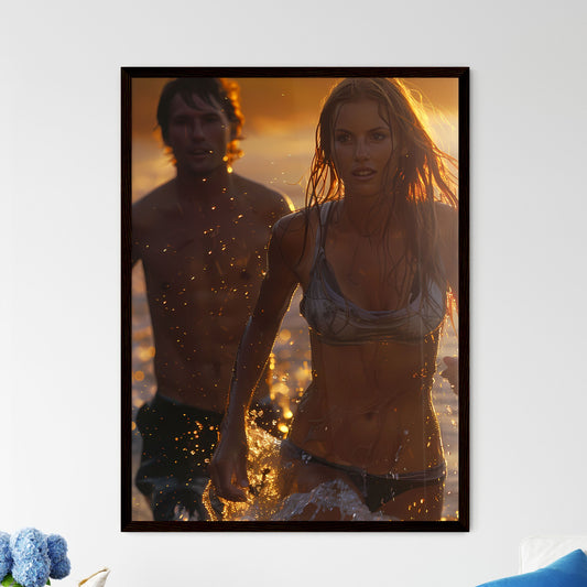 Vibrant Beach Scene - Framed Art Print