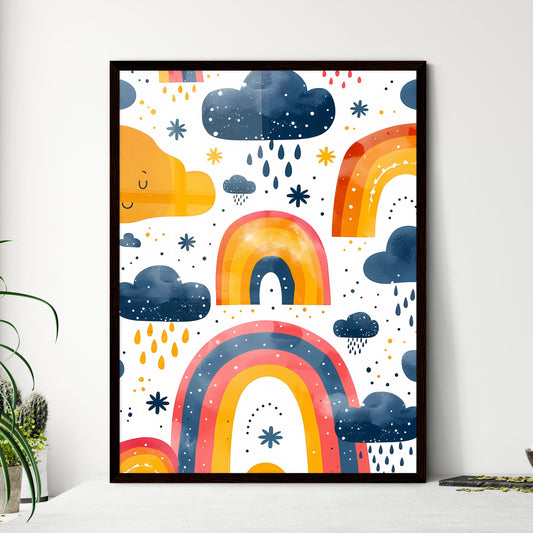 Pastel Rainbow Cloud Pattern Minimalist Art  - Framed Art Print