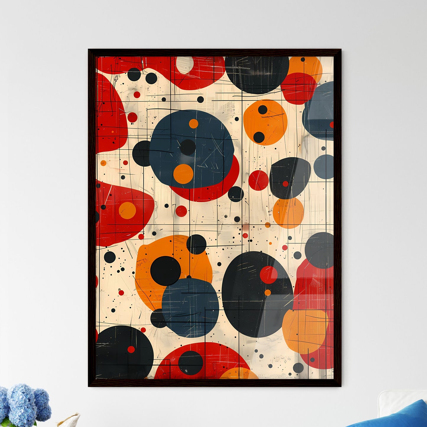 Retro Organic Shapes Pattern - Framed Art Print