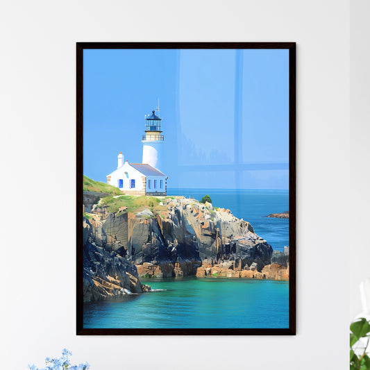 Panoramic Fine Art Lighthouse Beach House French Coast Loutre Island Blue Sky France Framed Art
