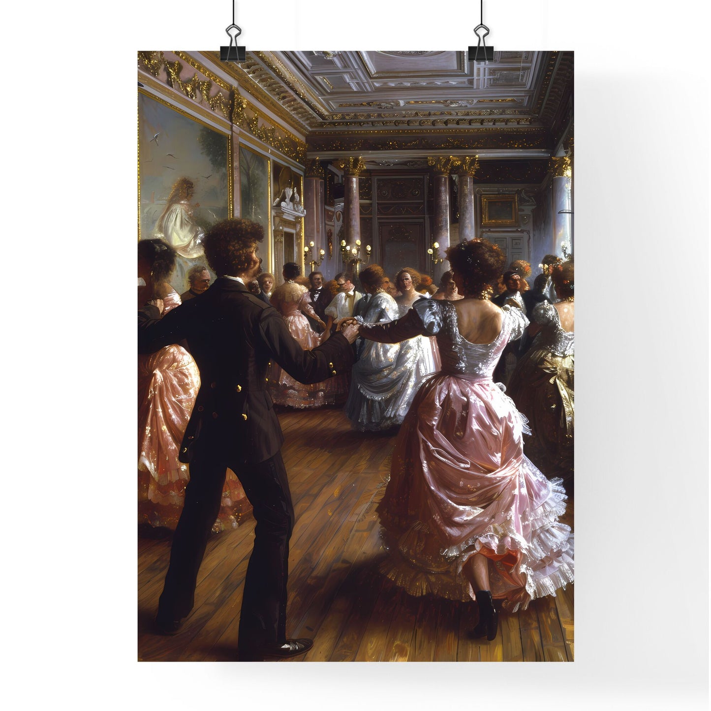 Grand Ballroom Dance in 1747 Saint Petersburg Painting, Romantic Couple, Historical Art Default Title