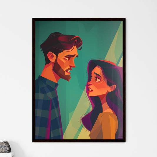 Vibrant Art of Man Cheerfully Conversing wit - Framed Art Print