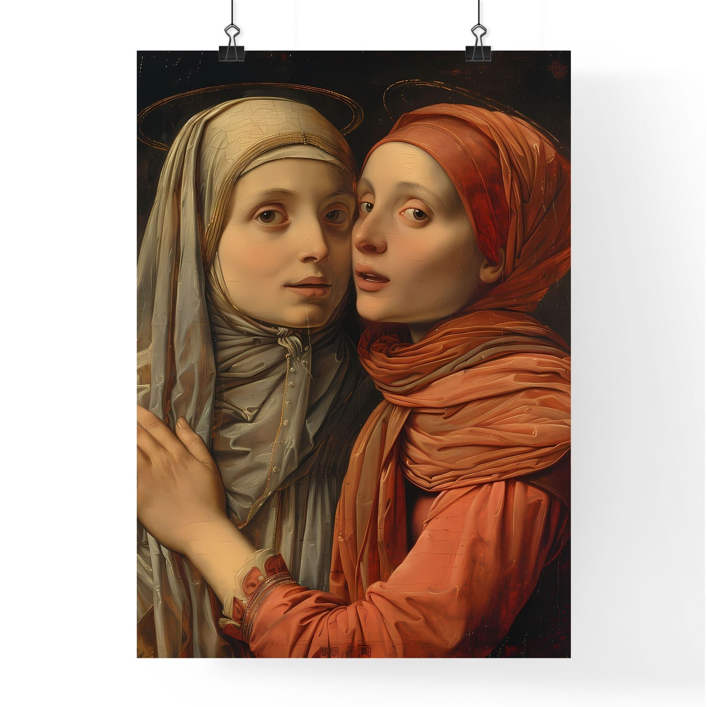 Enchanting Medieval Masterpiece: Nun and Museum Spectator in Ecstatic Dialogue Default Title