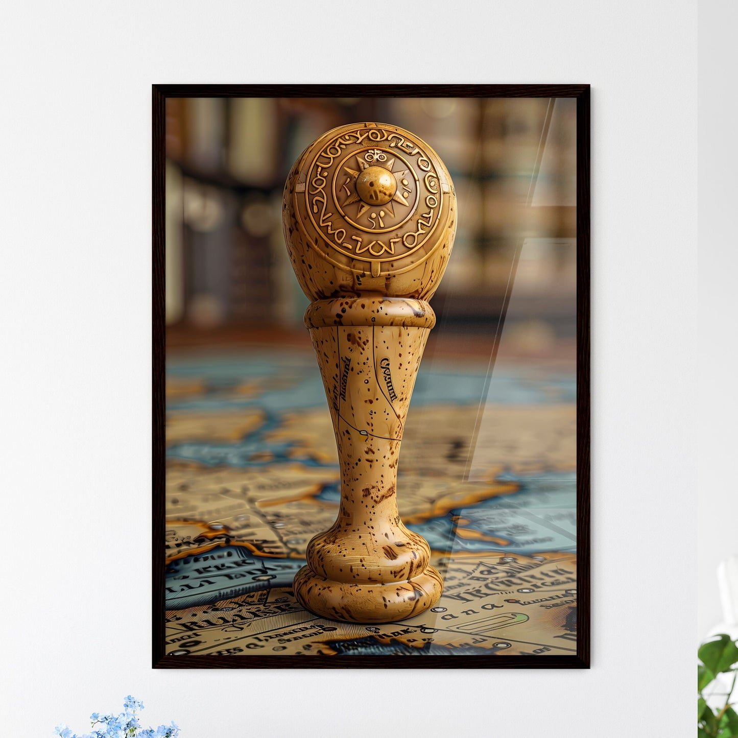 Medieval Map Marker Art - A Wooden Stamp on  - Framed Art Print