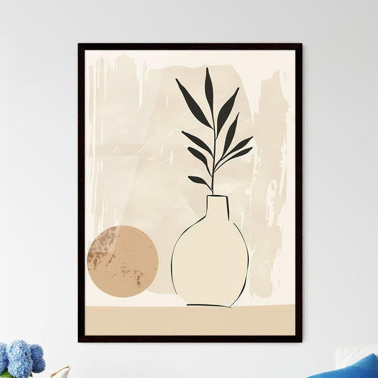 Minimalist Boho Painting Plant Vase Vibrant  - Framed Art Print