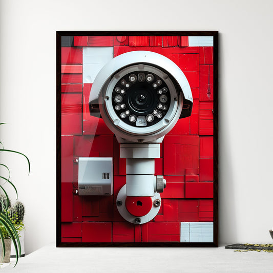 Vibrant Abstract Painting with Camera Symbol - Framed Art Print