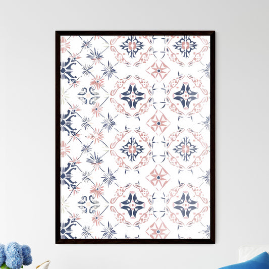 Minimalist Folk Art Mosaic Watercolor Illust - Framed Art Print