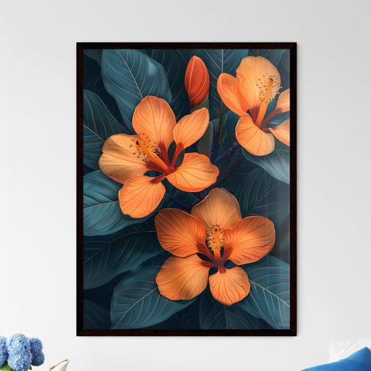 Vibrant Tropical Floral Watercolor with Bird - Framed Art Print