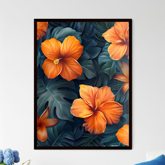 Vibrant Tropical Floral Close-Up Painting wi - Framed Art Print
