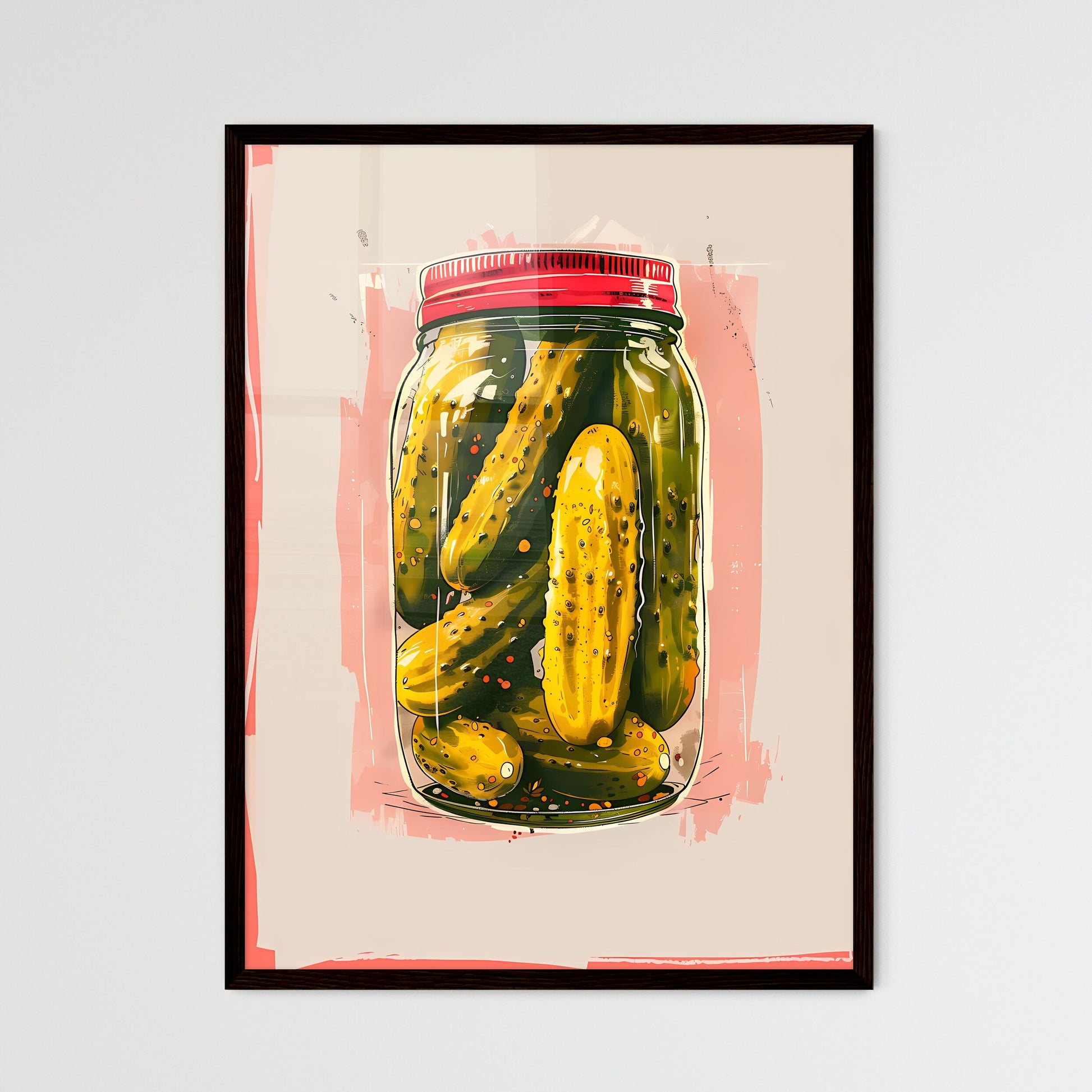 Vibrant Art Painting of a Jar of Pickles, White Background, Focus on Art Default Title