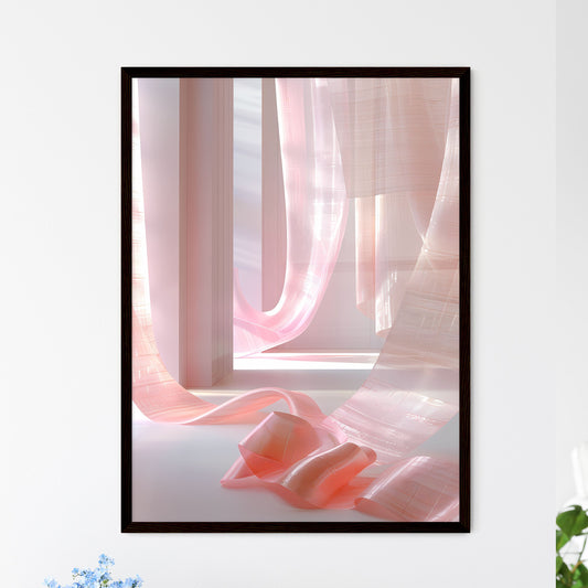 Abstract Art of Vibrant Pink Ribbon with Cur - Framed Art Print