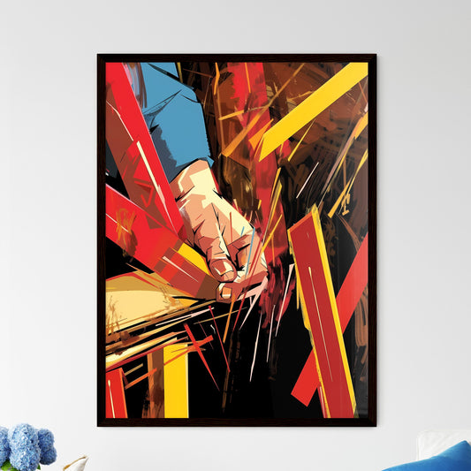 Cubist Political Poster: Vibrant Painting with Hand Holding Paper in Rubber Default Title