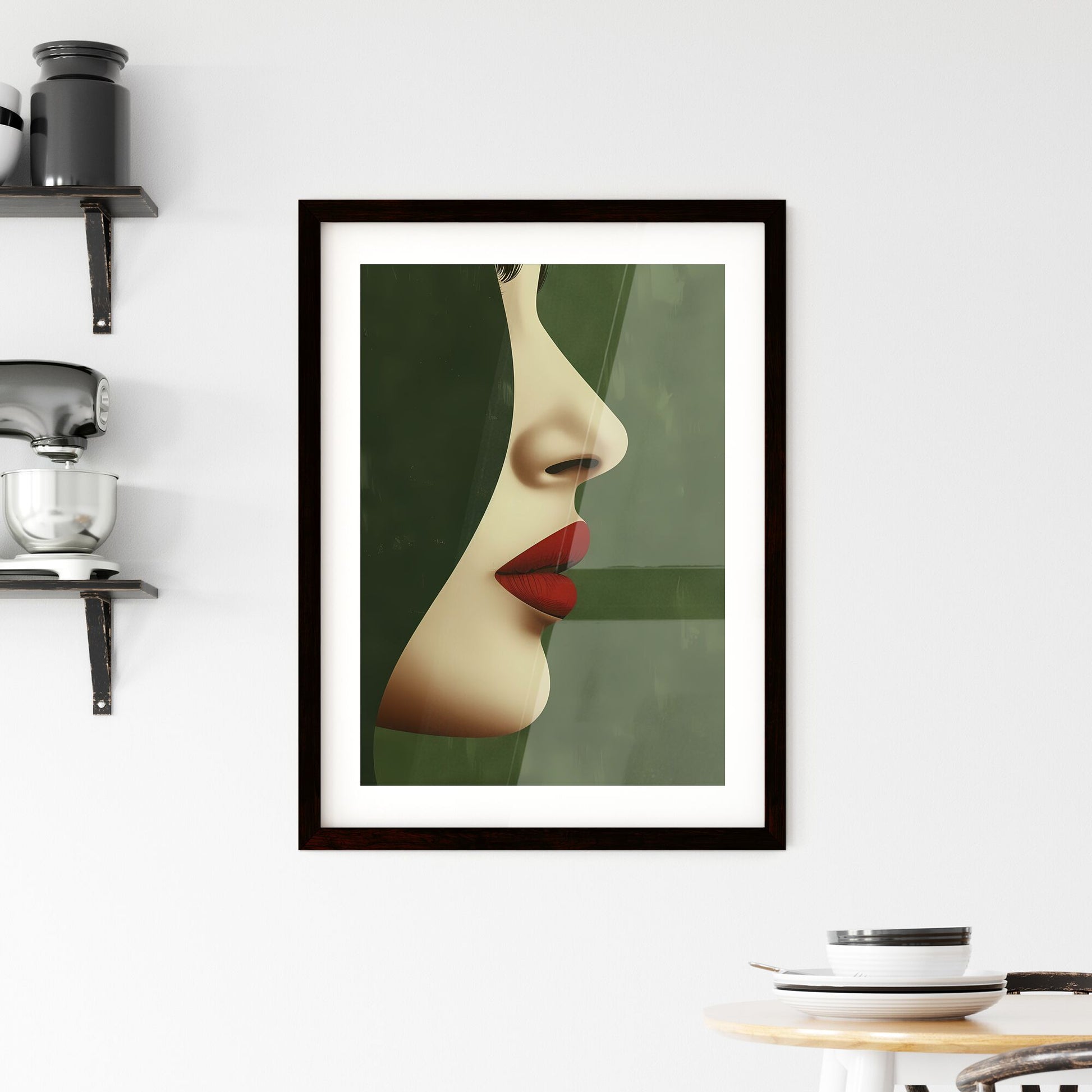 Vibrant Minimalist Poster: Green Logo, Domestic Intimacy, White Womans Face, Playful Animation, Magenta, Distinctive Noses, Romantic Emotivity Default Title
