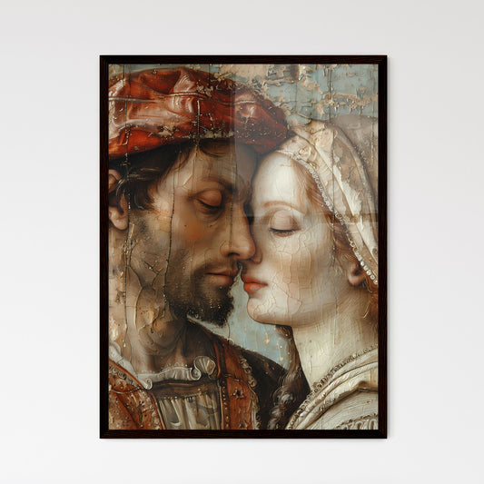 Renaissance Fresco Painting, Vibrant Artwork, Man Woman Laughing Together Default Title