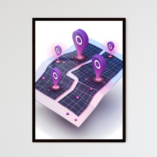 Isometric purple paper map with clip - Framed Art Print