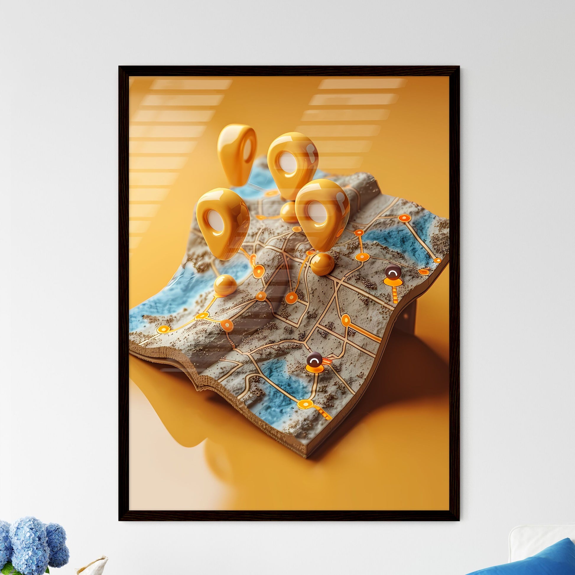 High-Quality 3D Emoji-Style Roadmap Art with - Framed Art Print