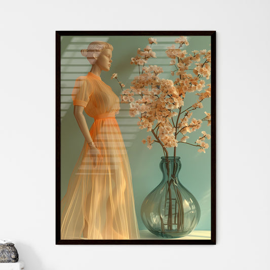 3D Flower Painting: Digital Woman in Pink and Orange Minimalist Tableau, Patty Maher Style, 32K UHD Default Title