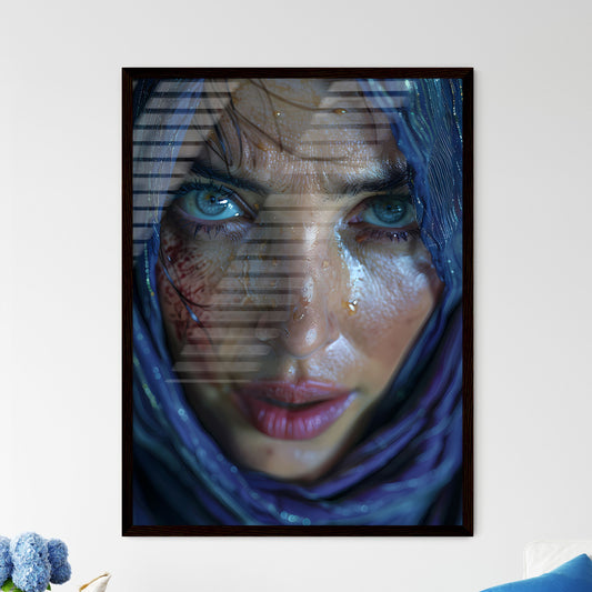 Emotional Portrait: Woman with Vibrant Scarf Expresses Inner Turmoil Through Daily Tears Default Title