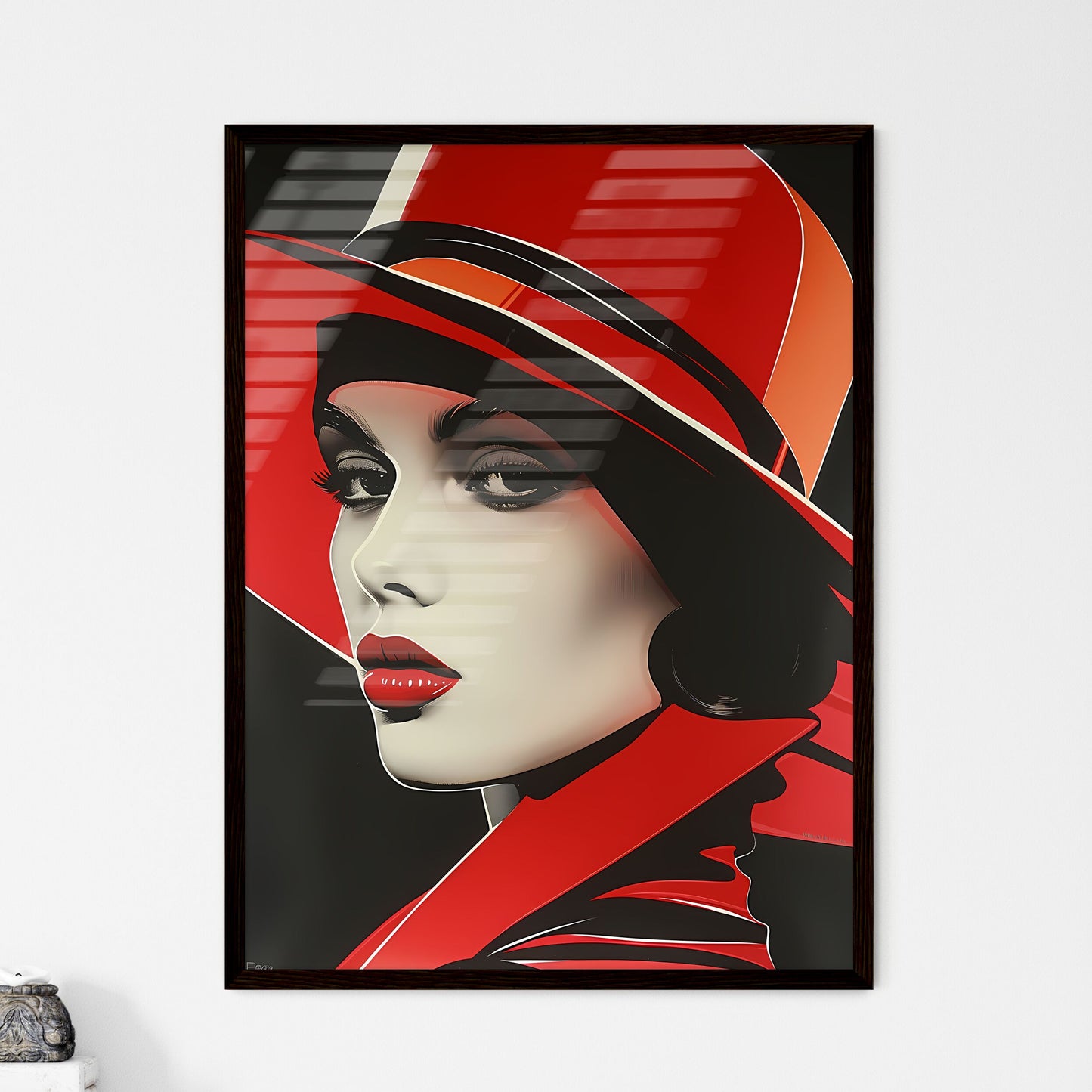 Vibrant Pop Art Silkscreen: Woman in Red Hat, Flags by Frankie Pearce - Captivating and Artistic Portrait. Default Title