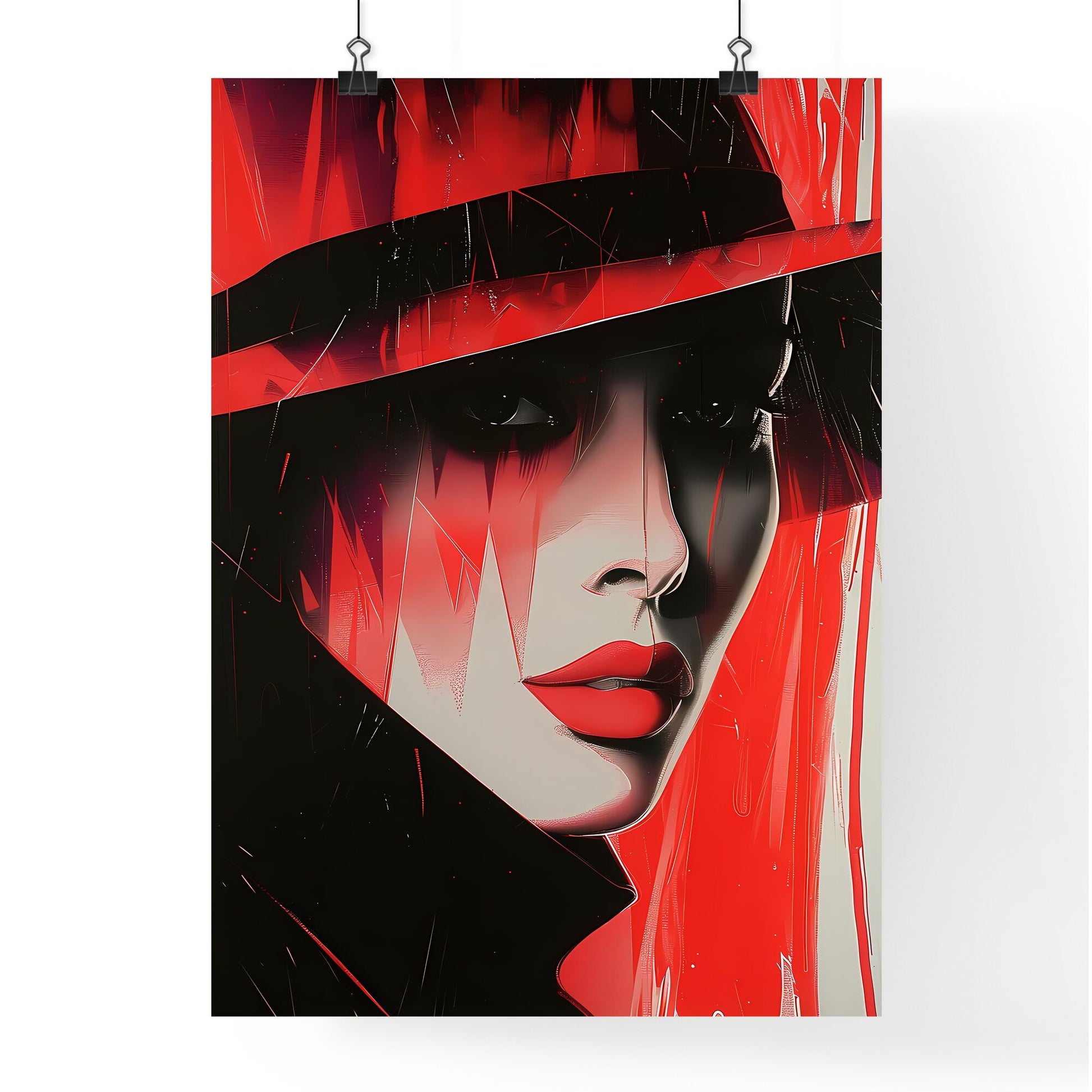 Captivating Pop Art Silkscreening: Vibrant Woman in Red Hat with Flags by Frankie Pearce - Artistic Portrait Default Title