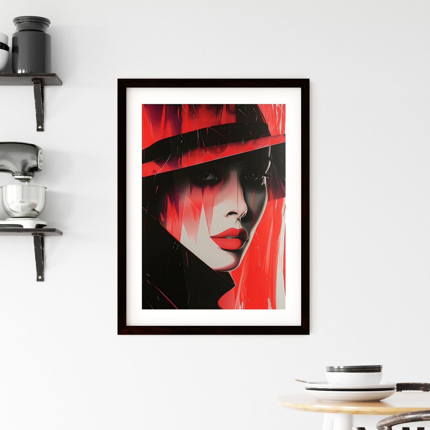Captivating Pop Art Silkscreening: Vibrant Woman in Red Hat with Flags by Frankie Pearce - Artistic Portrait Default Title