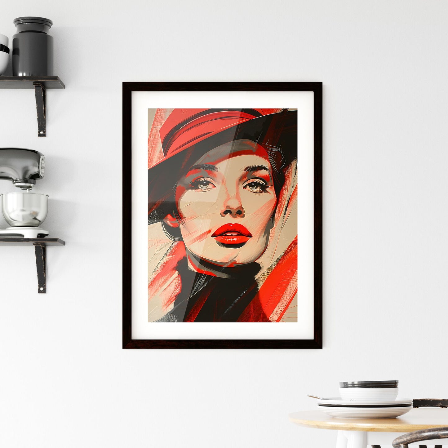 Captivating Pop Art Silkscreening: Vibrant Portrait of Woman in Red Hat with Flags, by Frankie Pearce Default Title