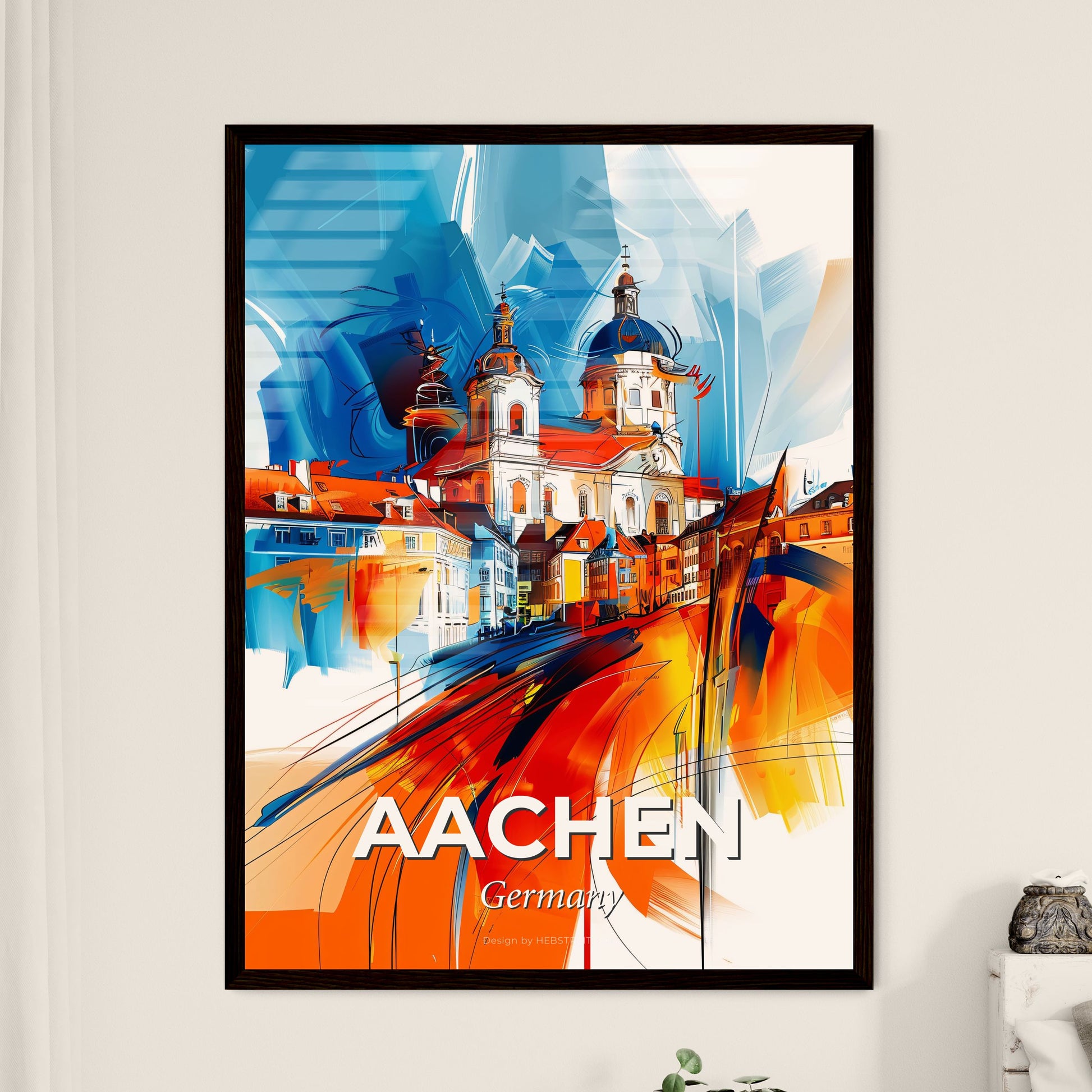 Vibrant Aachen, Germany - A Painting Of A Building