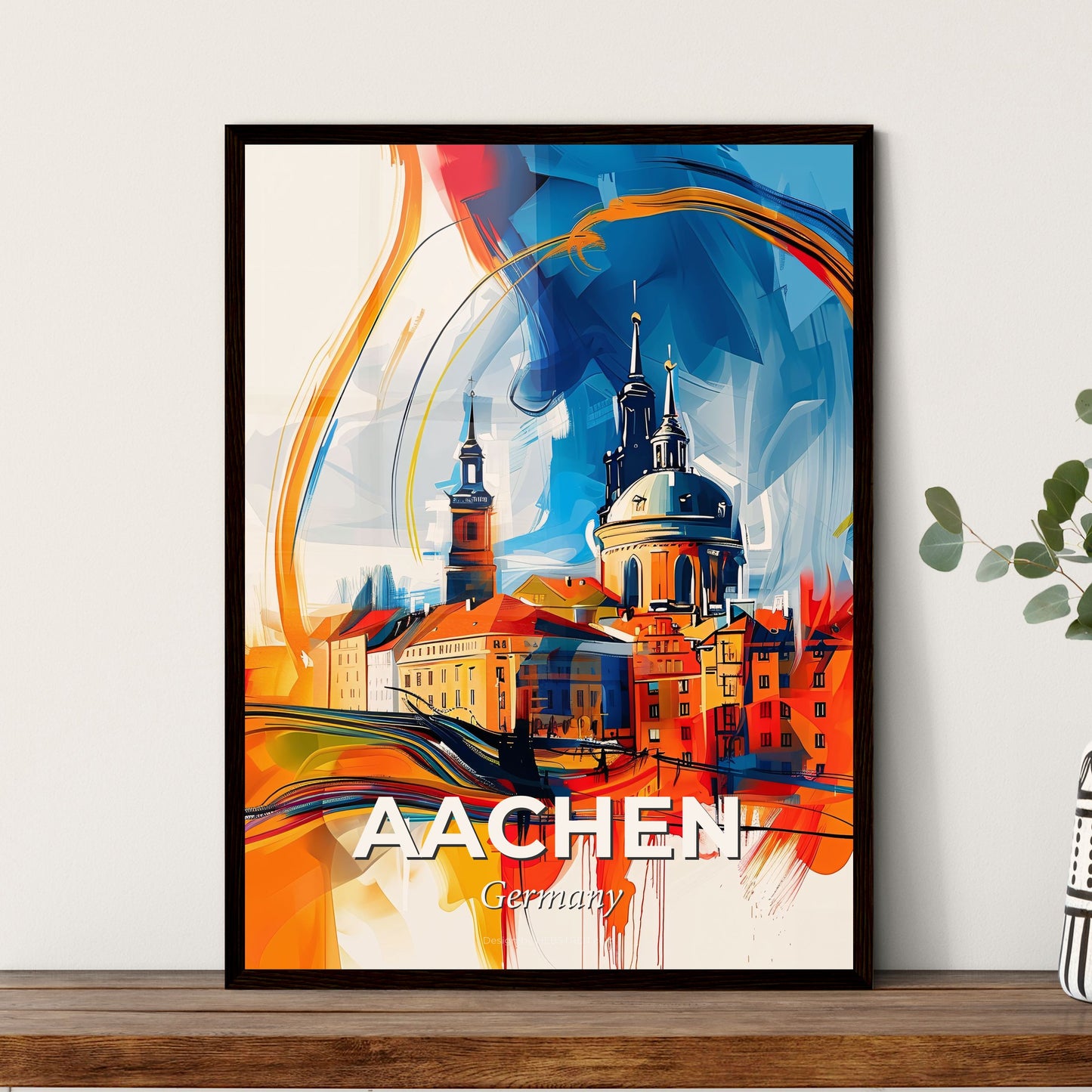 Vibrant Aachen, Germany - A Painting Of A City