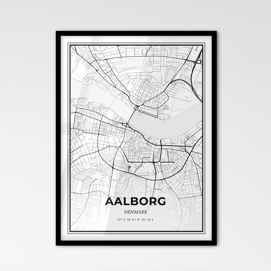 Aalborg Denmark - Scandinavian Style City Map for Modern Home Decor