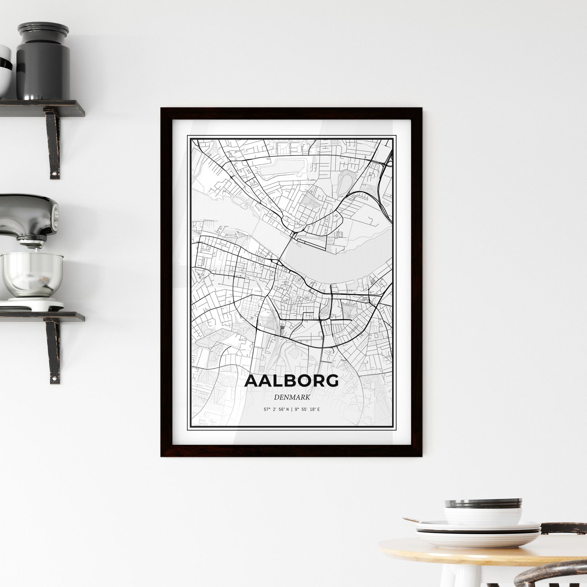 Aalborg Denmark - Minimal City Map