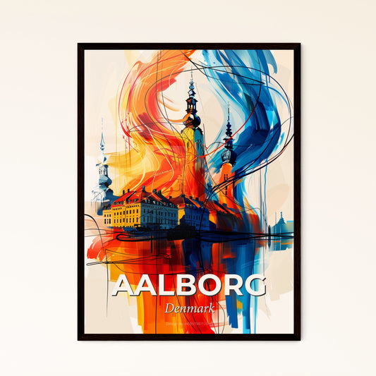 Vibrant Aalborg, Denmark - A Painting Of A Building With A Fire