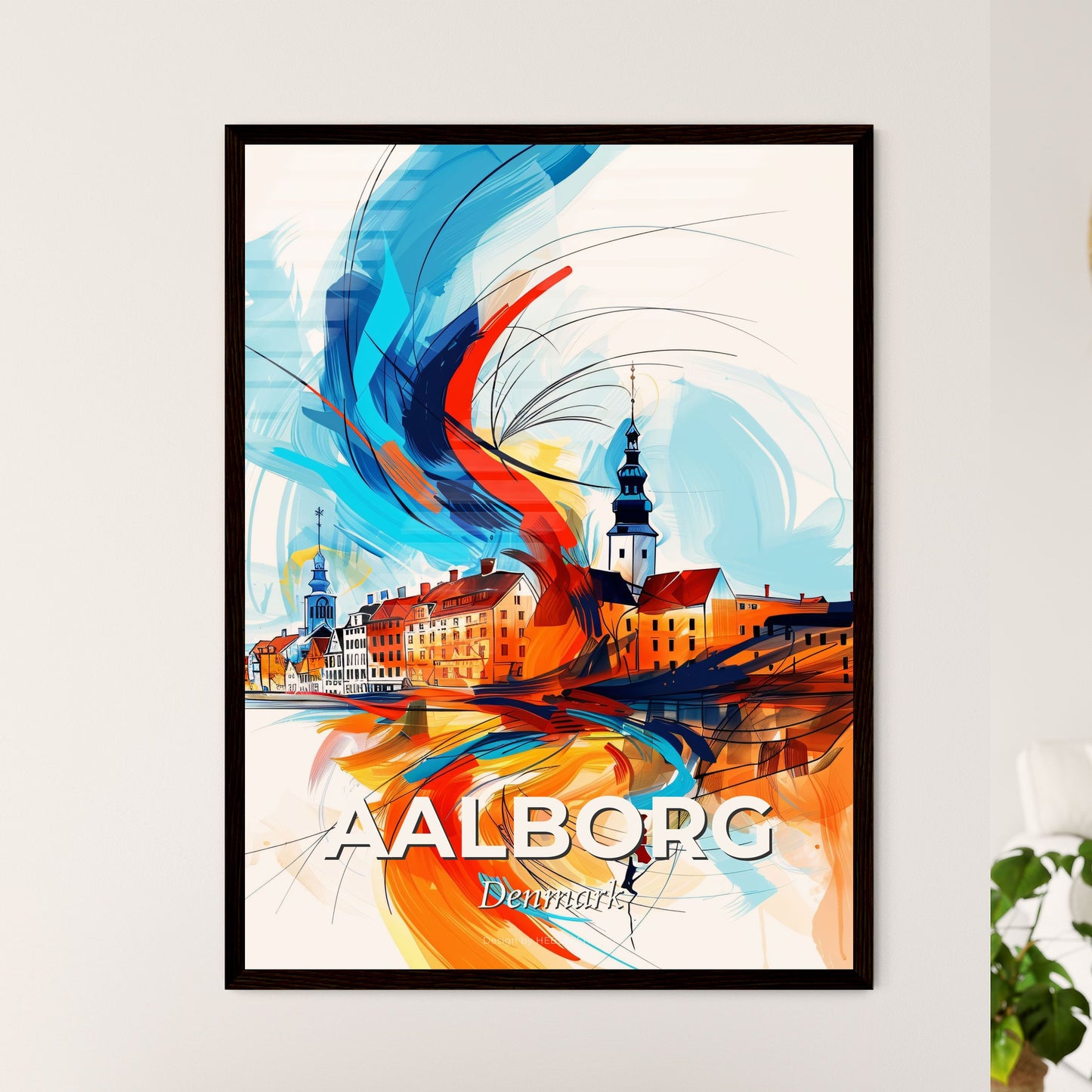 Vibrant Aalborg, Denmark - A Colorful Painting Of A City