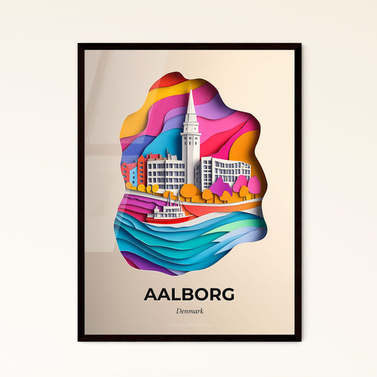 Vivid Aalborg, Denmark - a city with a clock tower in the middle of a colorful paper cut