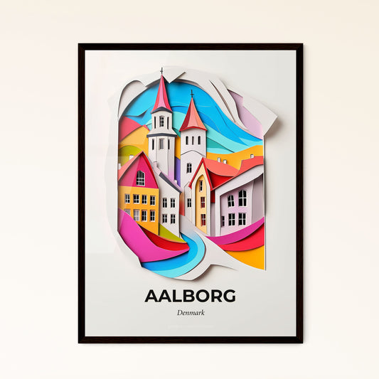 Vivid Aalborg, Denmark - a paper cut of a city with a rainbow colored roof