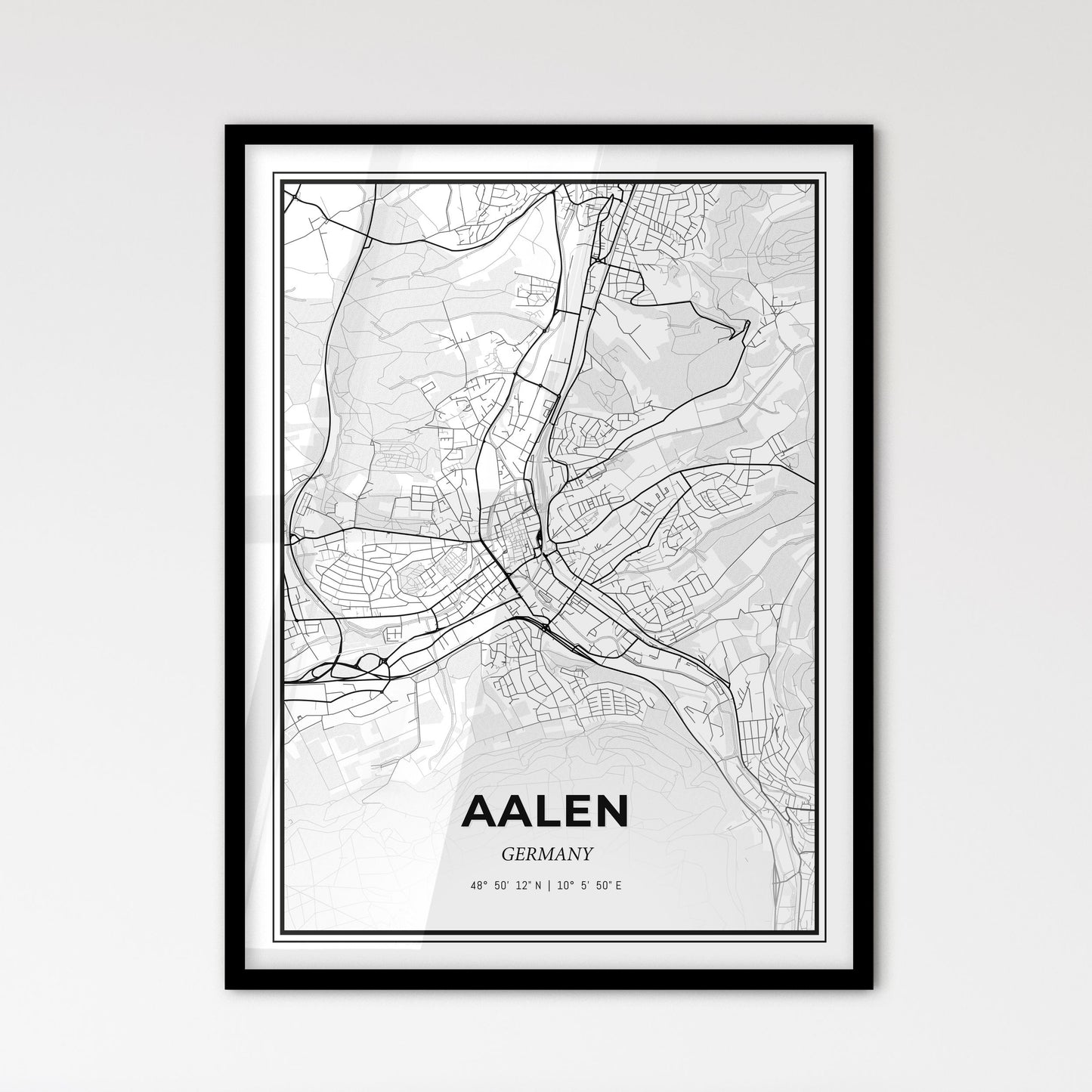 Aalen Germany - Scandinavian Style City Map for Modern Home Decor