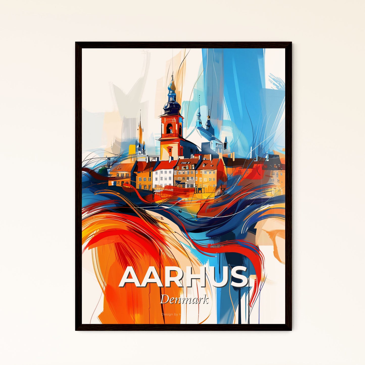 Vibrant Aarhus, Denmark - A Painting Of A City