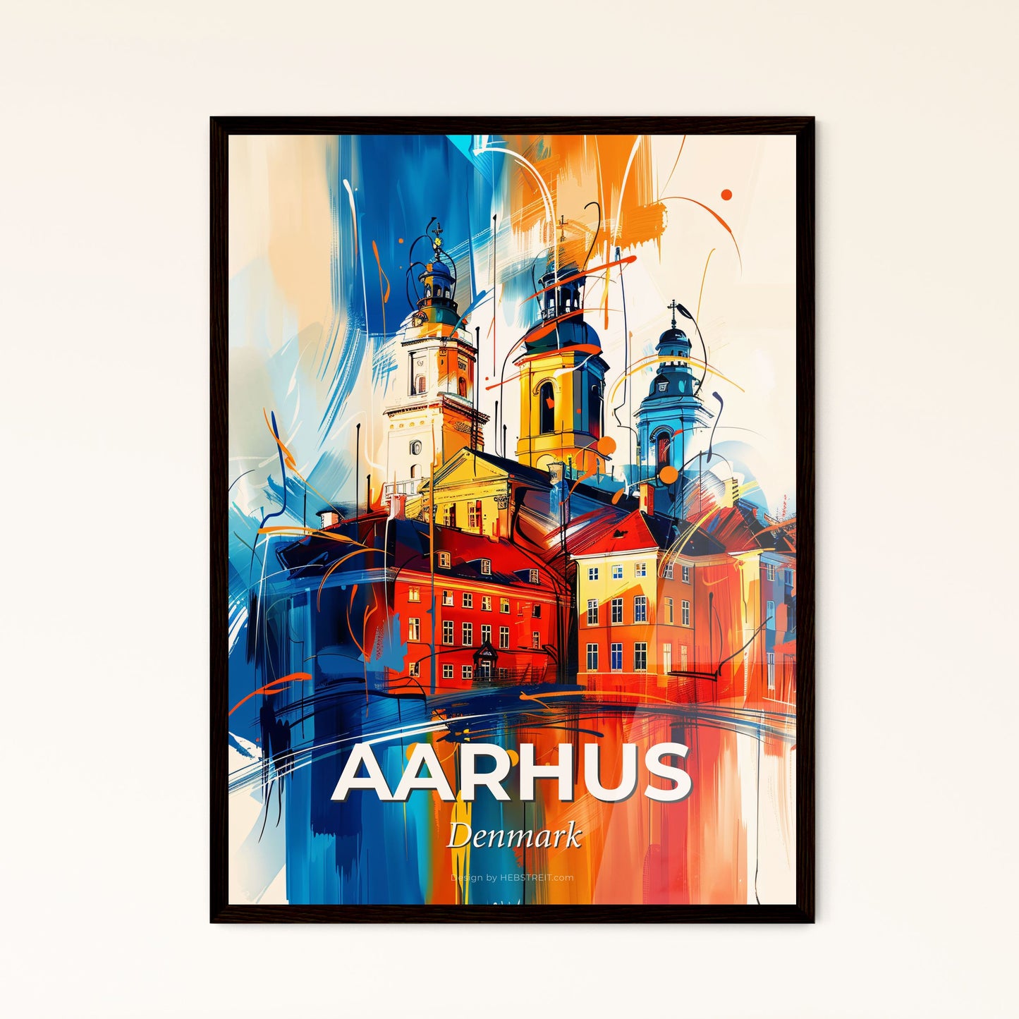 Vibrant Aarhus, Denmark - A Painting Of A Building