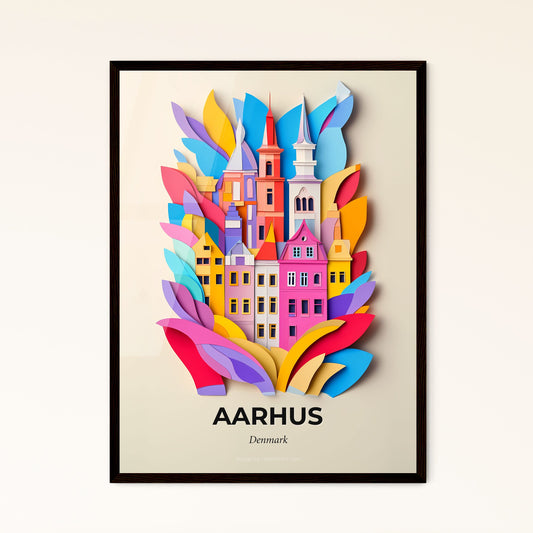 Vivid Aarhus, Denmark - a colorful city with a clock tower and a leaf