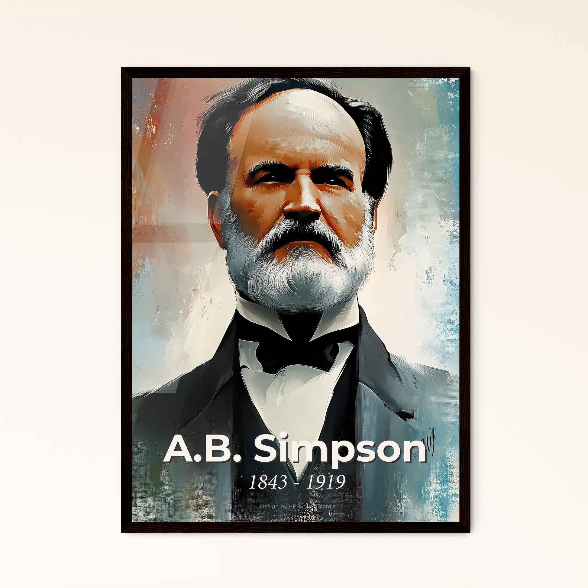 Portrait of A.B. Simpson, 1843 - 1919. Impressionistic painting of a man with a beard and mustache.