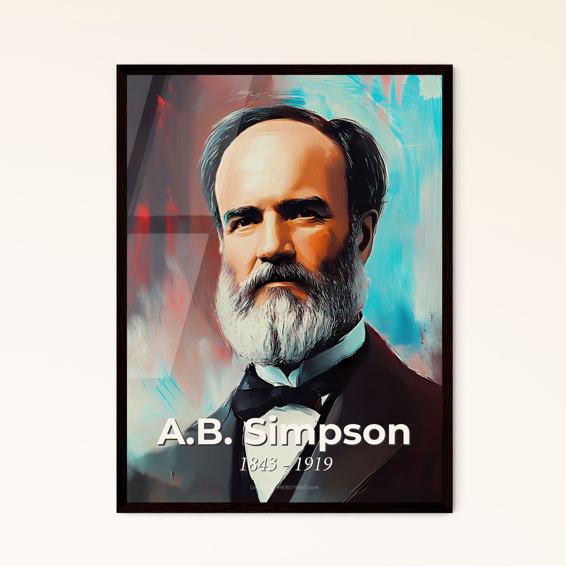 Portrait of A.B. Simpson, 1843 - 1919. Impressionistic painting of a man with a beard.