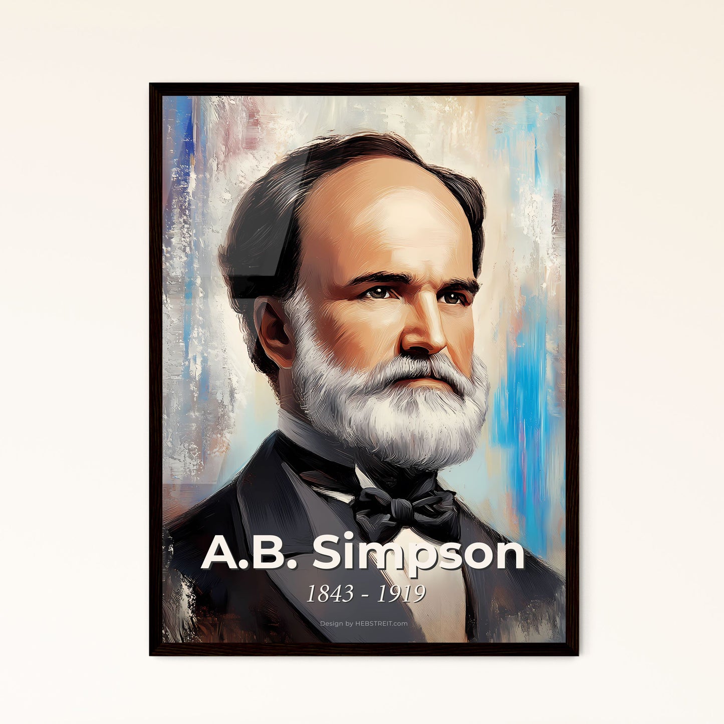 Portrait of A.B. Simpson, 1843 - 1919. Impressionistic painting of a man with a white beard.